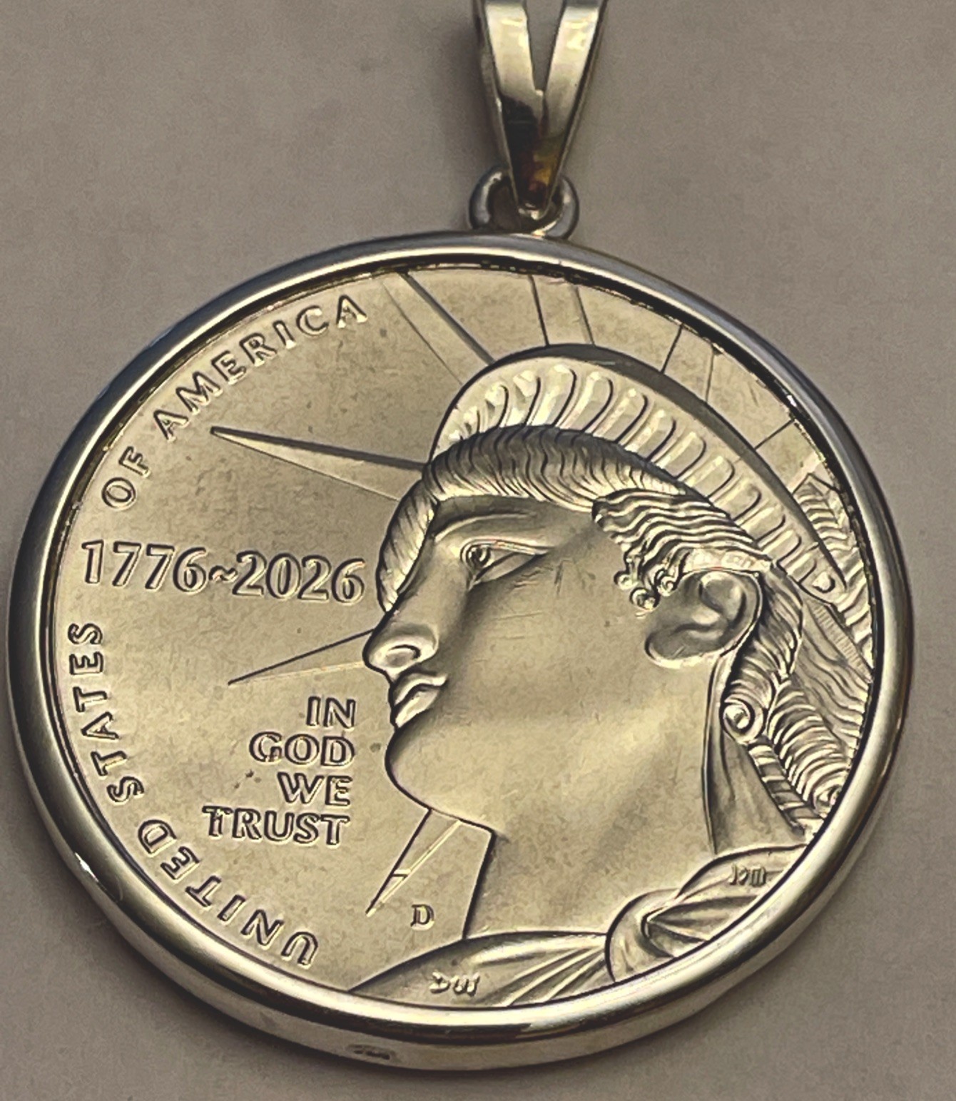 2026 - D  Enduring Liberty 1/2 Dollar Denver Mint In A Sterling Silver Bezel