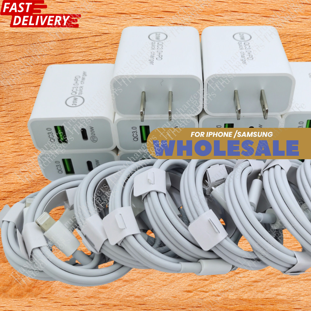 USB-C Block 20W PD Cable For i-Phone 17 16 15 14 13 12 11 XR 8 Fast Charger Lot