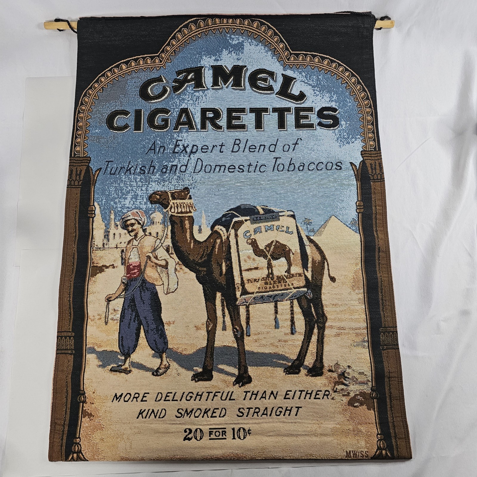 Vintage Camel Cigarettes Tapestry Wall Hanging 35"×25" Man Cave Collectable NOS