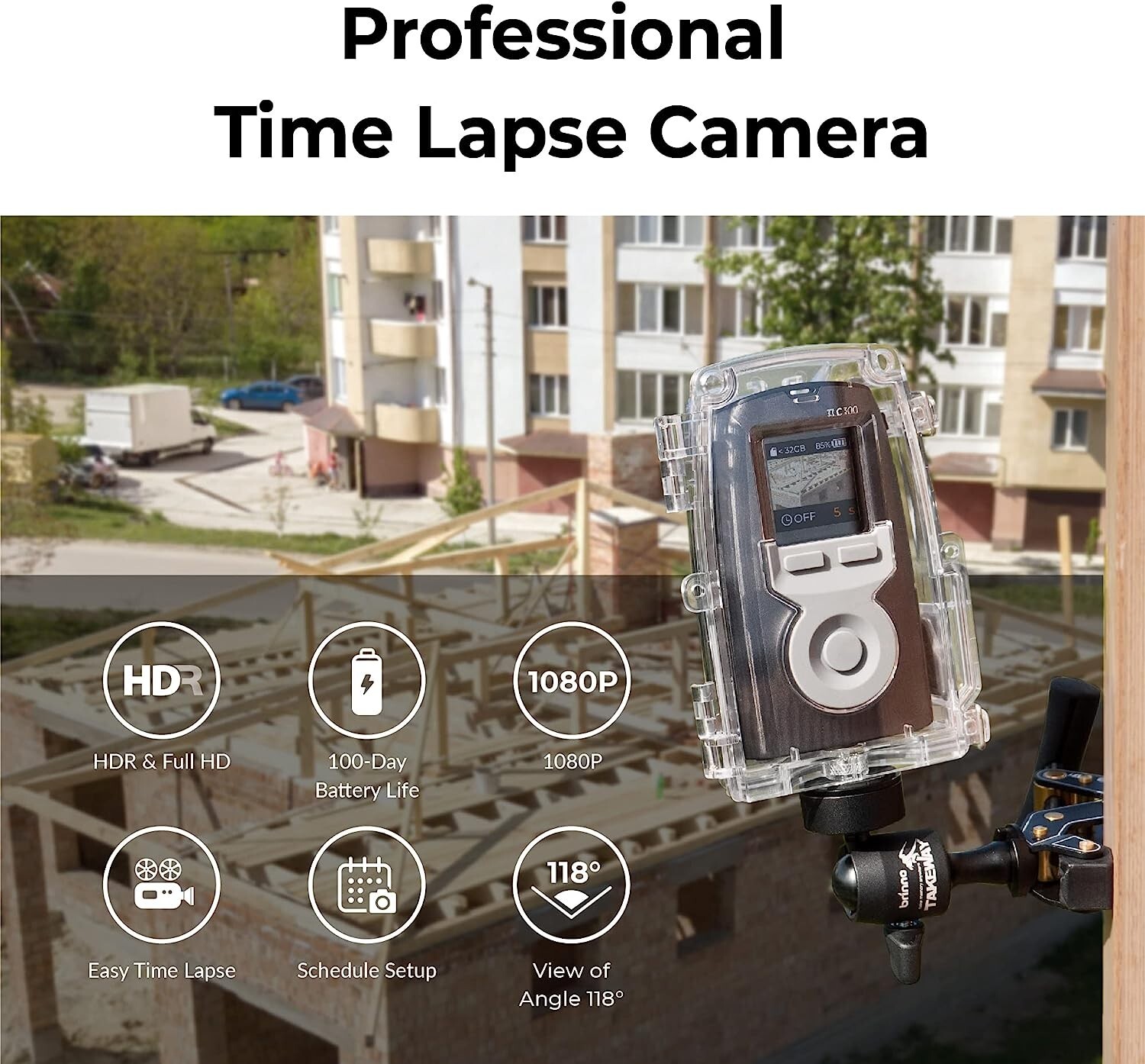 Brinno Time Lapse Camera BCC300-C Bundle, Timelapse Camera Outdoor Construction