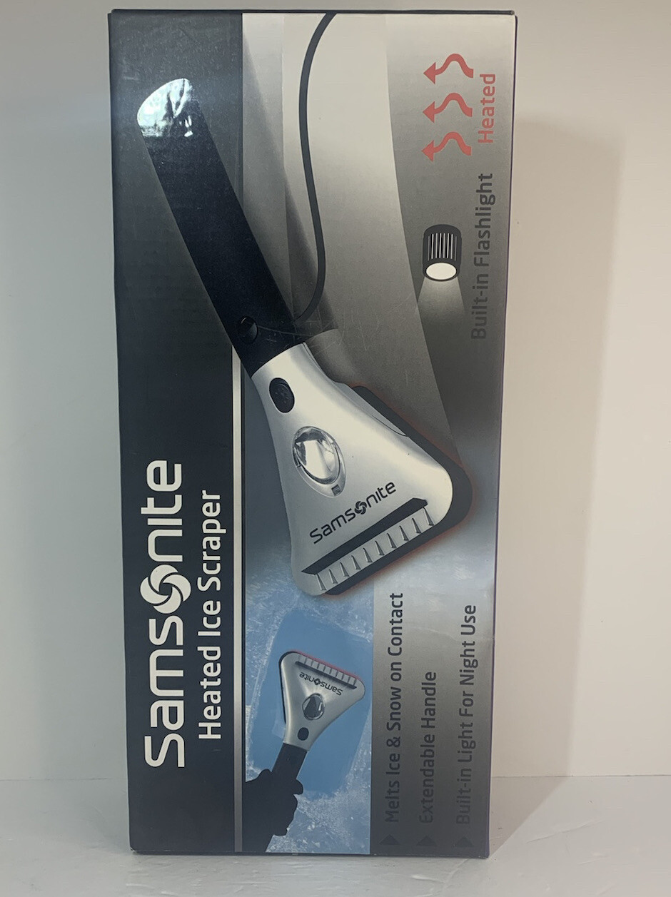 Samsonite Heated Ice Scraper With Light Non-Slip Extendable Handle 15' Cord -NEW