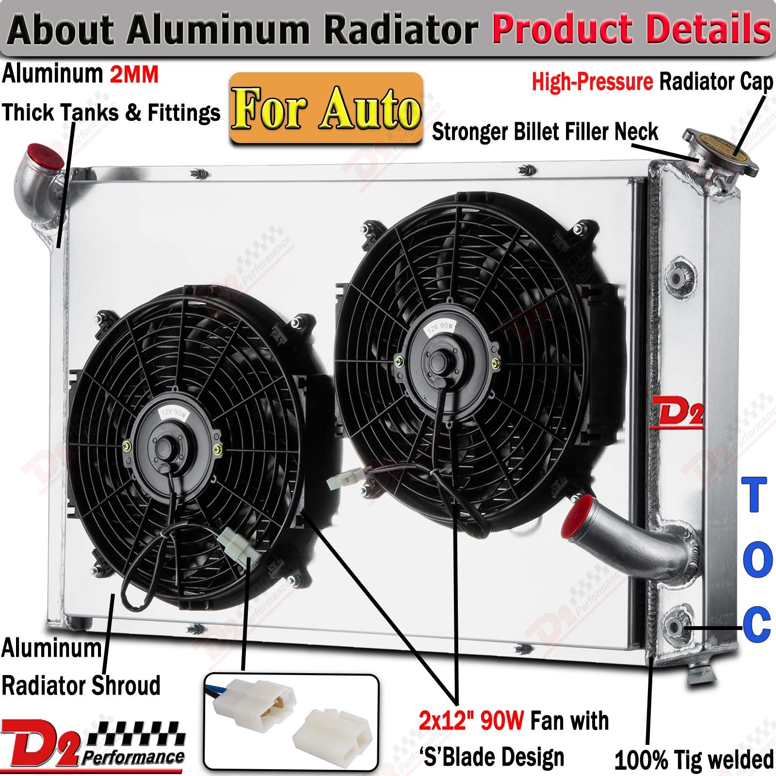 3-Row Radiator Shroud+Fan For 1973-1976 Chevy Corvette Stingray C3 5.7L 7.4L V8