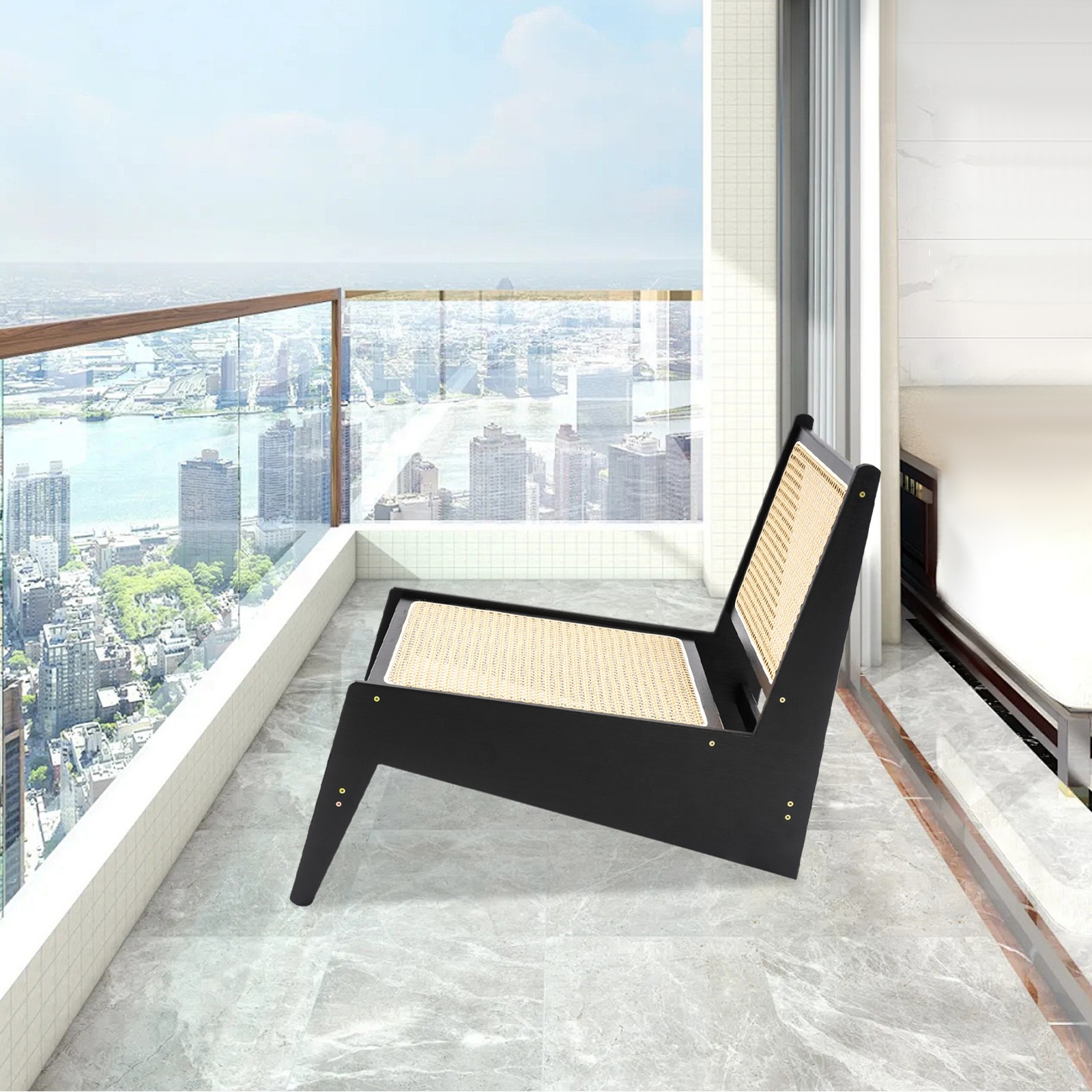 Home Bamboo Chair, Bamboo Accent Chair, Comfy Bamboo Chairs, 53x64x58cm, Black
