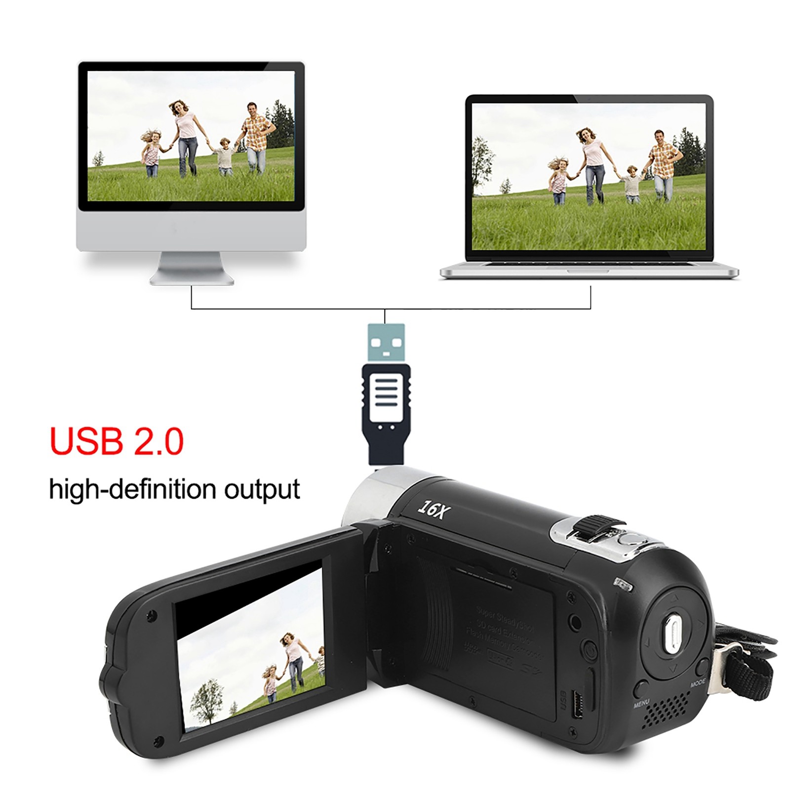 16X Zoom Colourful Display Screen High Definition Camera Image Video Camcorder