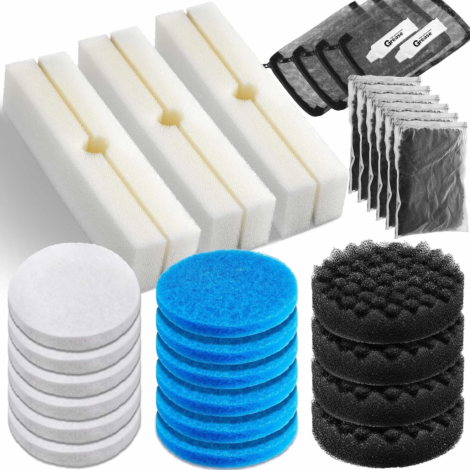 34 Pcs Filter Media Replacement Set Compatible with Fluval Fx2 Fx4 Fx5 Fx6, Incl