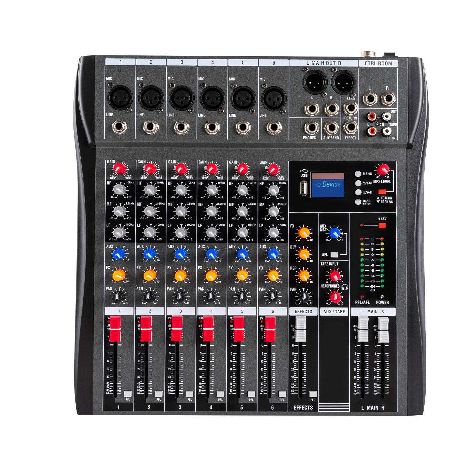 Professional Digital 6Channel Bluetooth Live Studio Audio Mixer Power Mixing USB