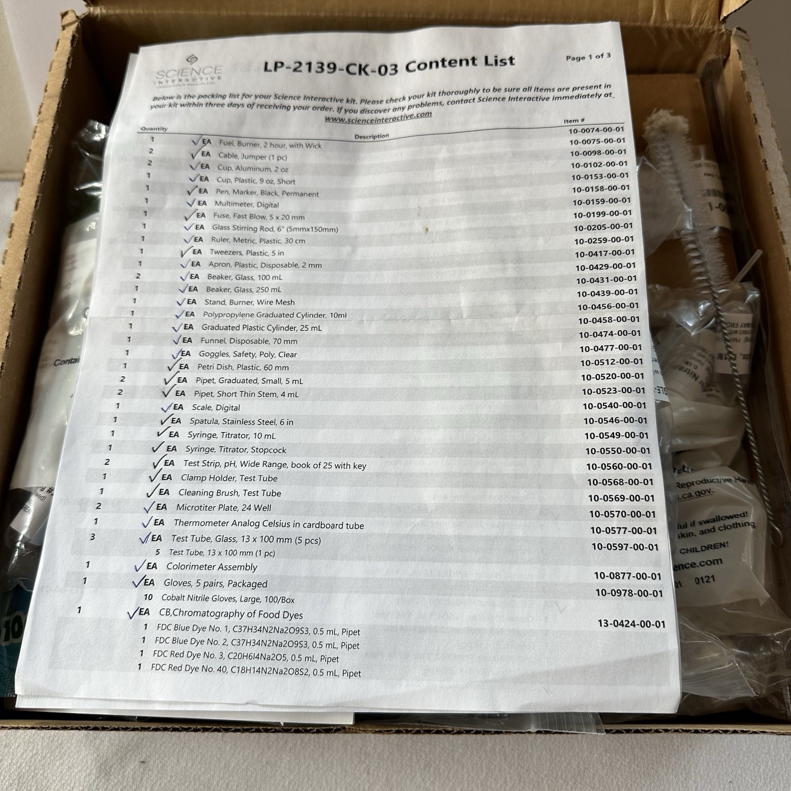 Science Interactive Lab kit #LP-2139- CK-03 Appears Never Used