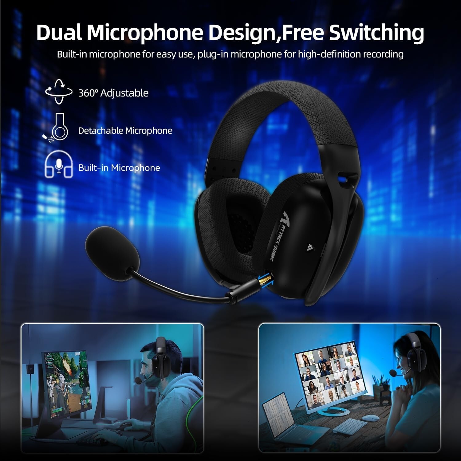 ATTACK SHARK L80PRO Wireless Gaming Headset, 20ms Low Latency, Dual Mics