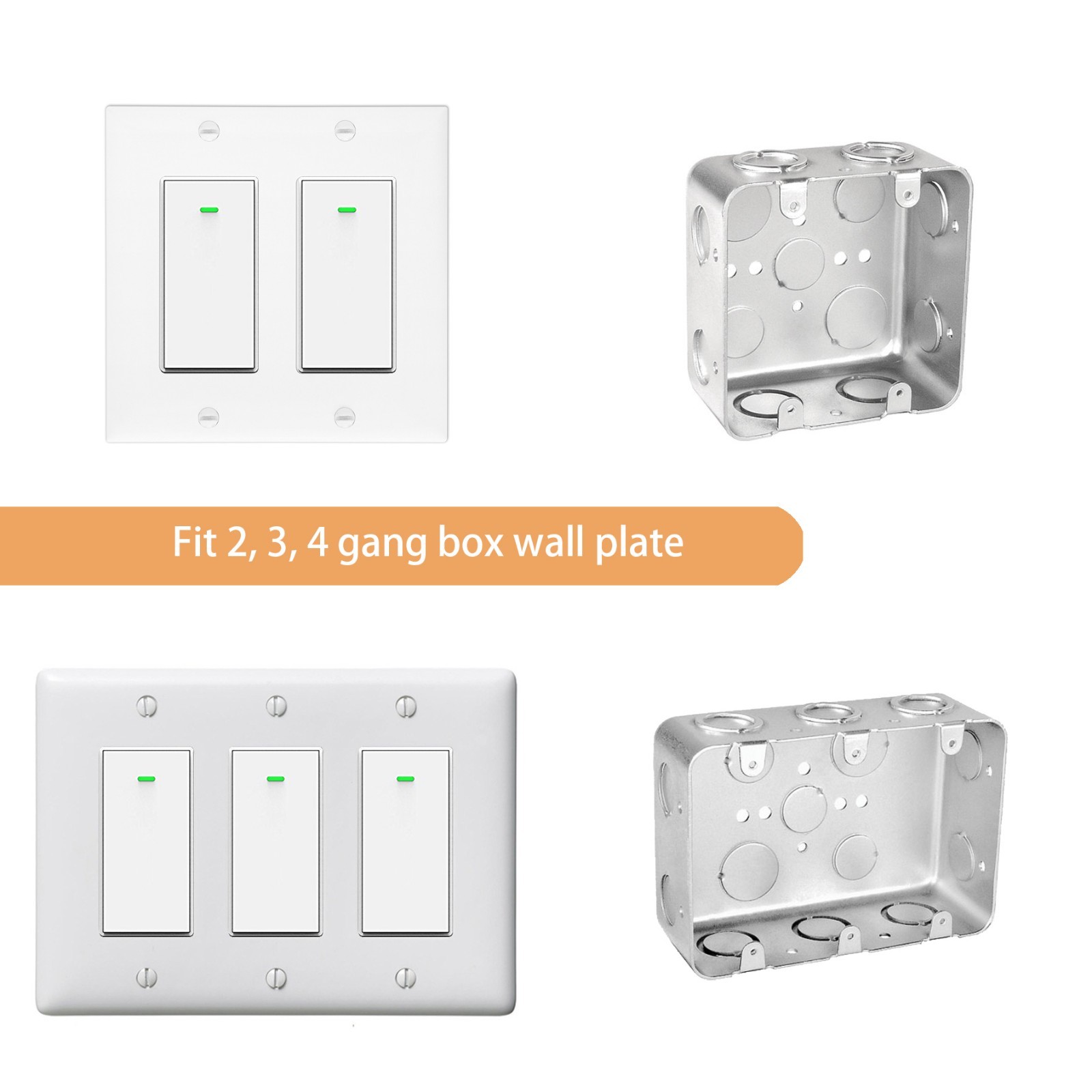 Smart WIFI Light Switch Remote Alexa Google Home Voice Control Smart Life 2pack