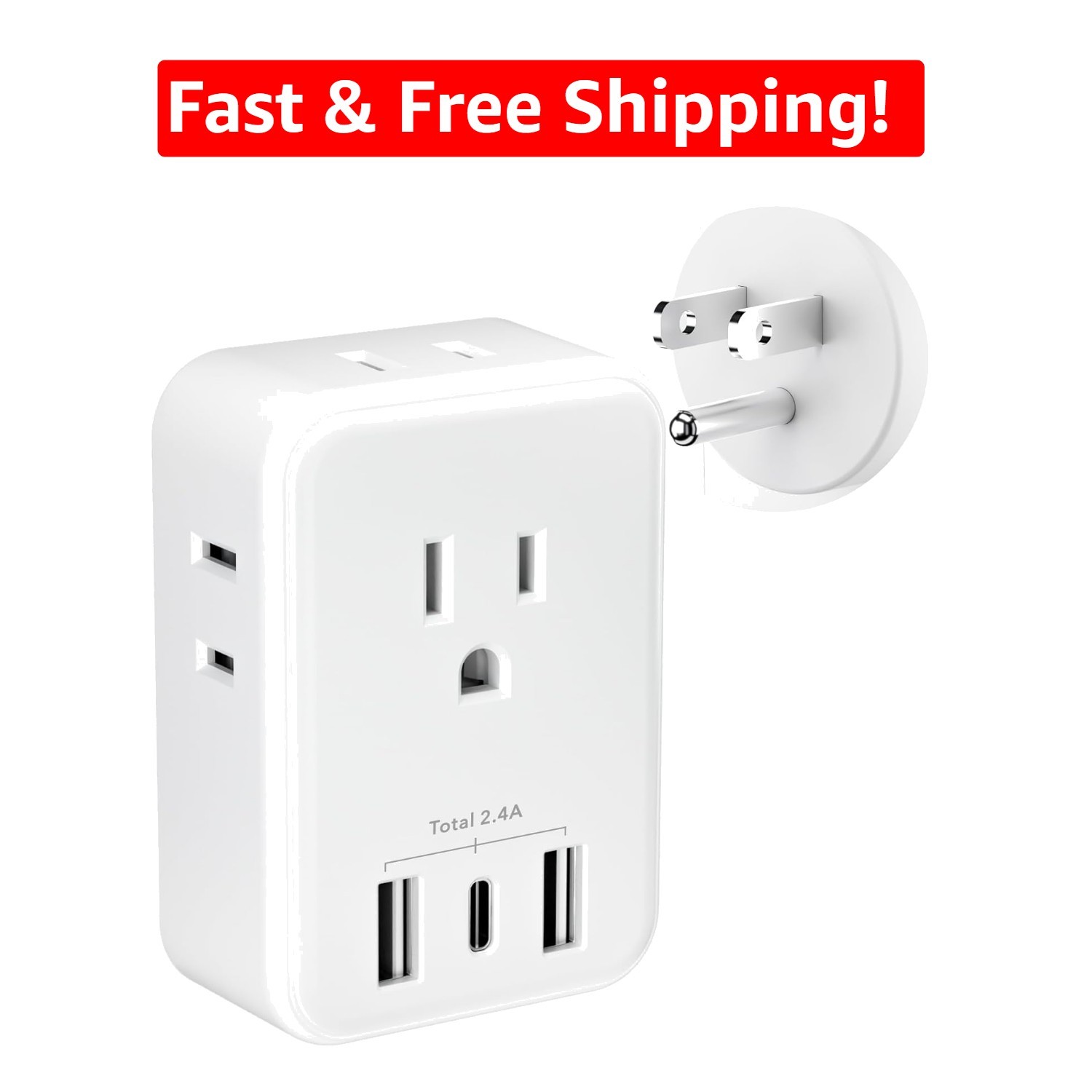 Travel-Friendly USB & AC Outlet Splitter with 3 USB Ports - Maximum Efficiency