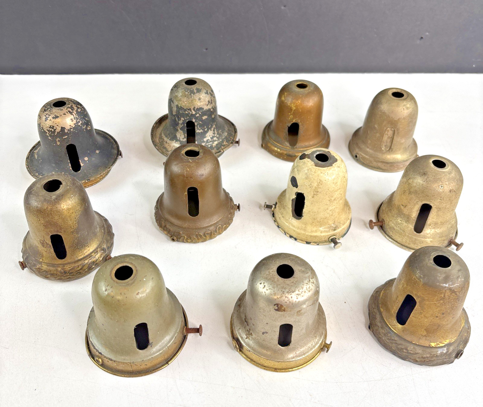 Antique Brass Chandelier Light Socket Shade Covers Lot 11 Restoration Art Deco