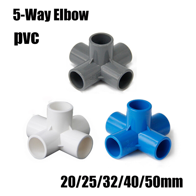 5-Way Elbow PVC Pipe Fitting Adhesive Sleeve Metric Aquarium Pond Tank 20mm-50mm