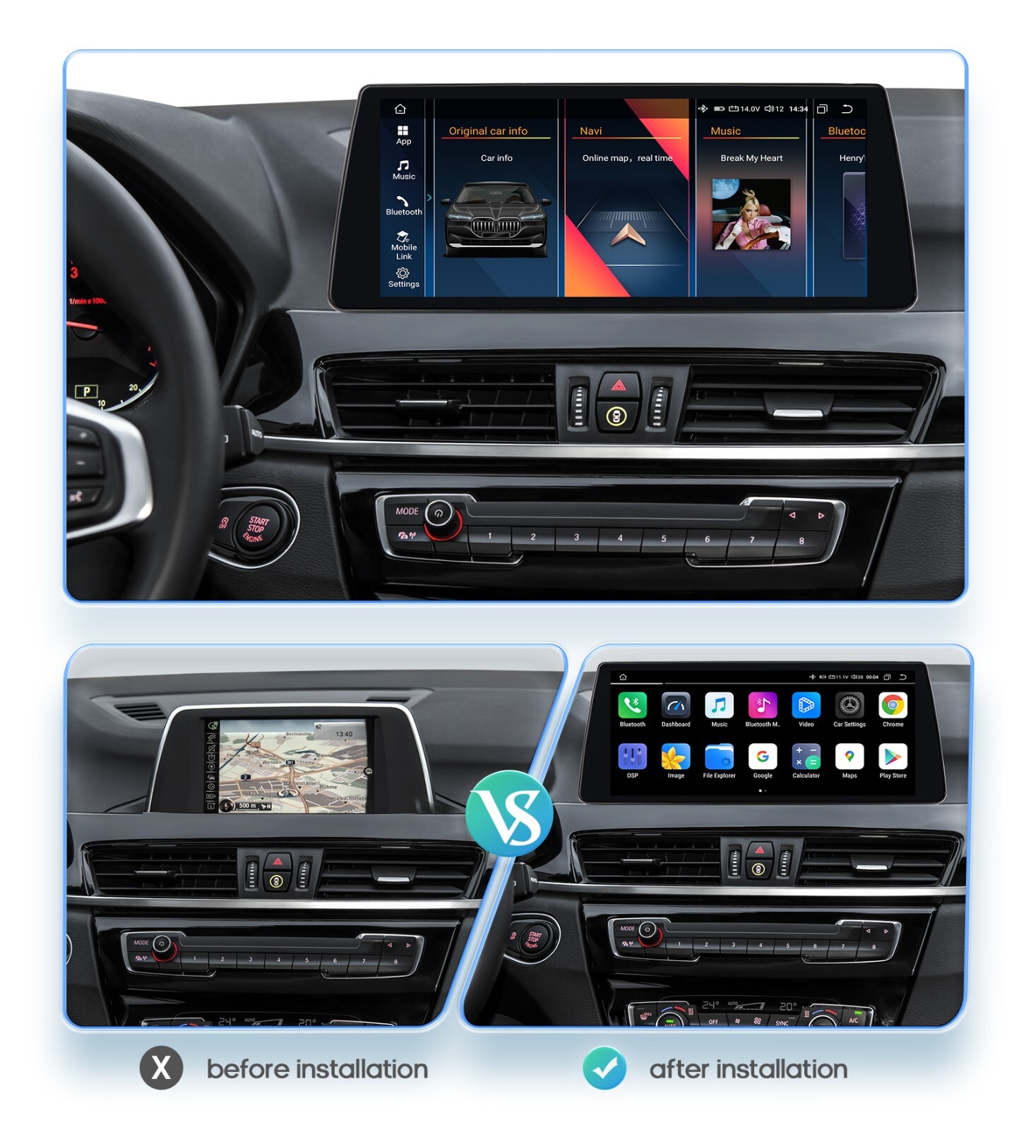 10.25" For BMW X1 F48 NBT 2016-2017 CarPlay Car Radio Android 14 GPS WiFi 4Core