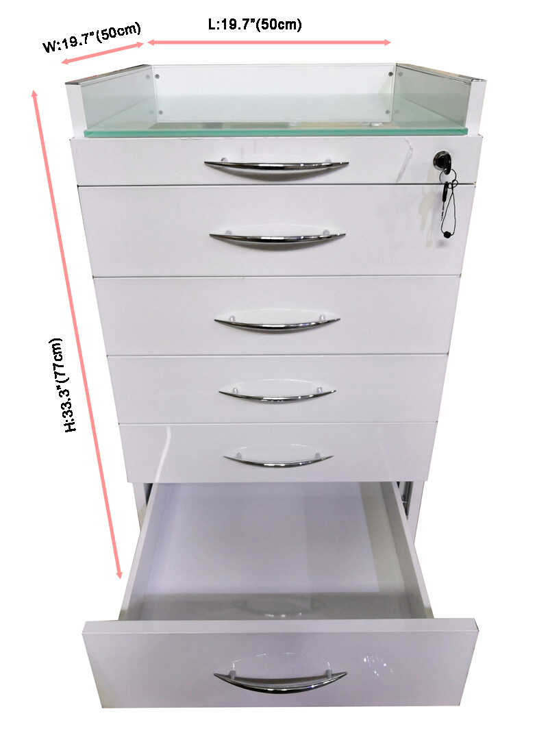 5 Drawers Mobile Cabinet Cart Dental Assistant Storage Cart Stainless Steel New