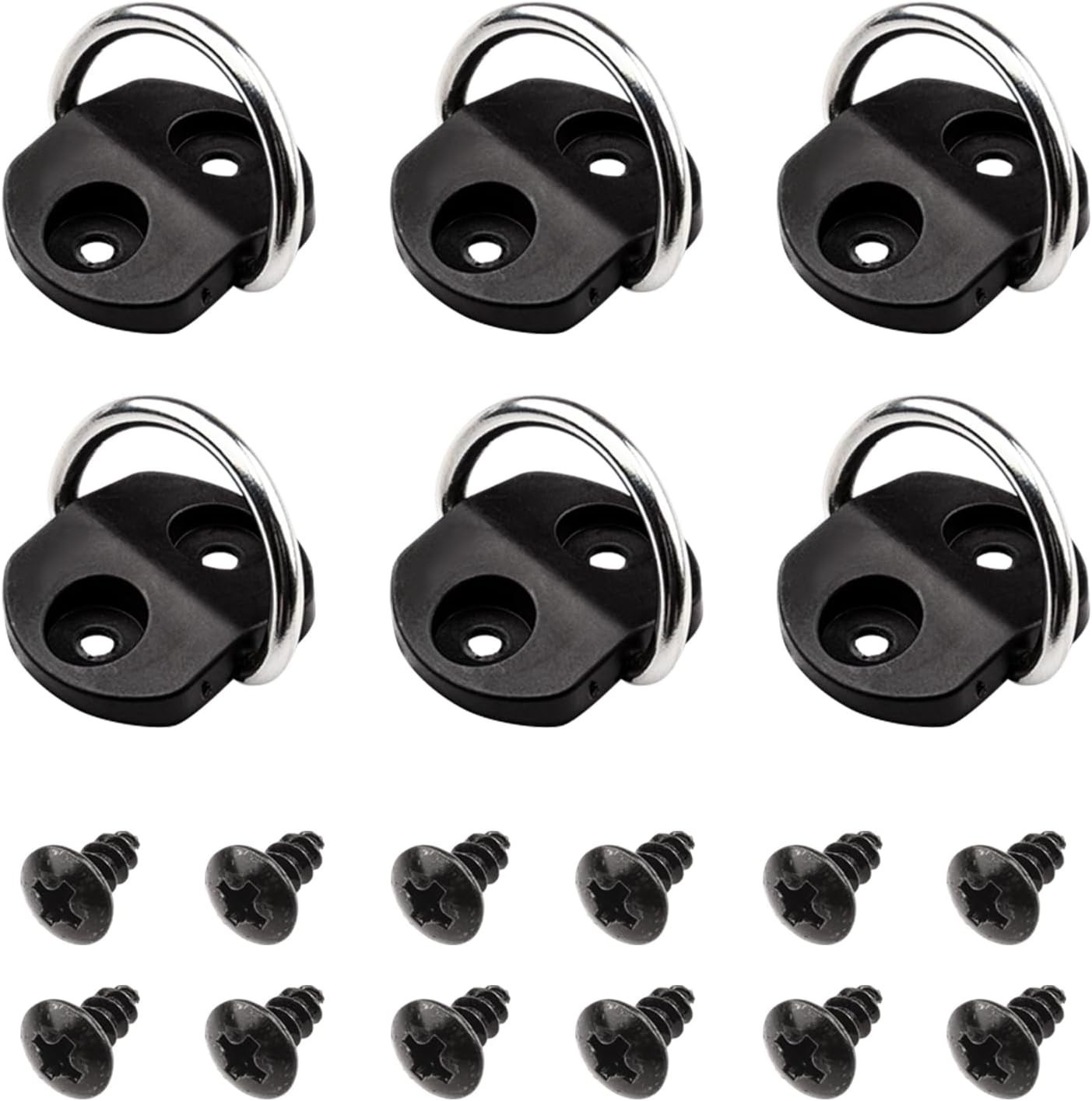 6 Pcs D-Ring Tie Downs Small D-Rings Anchor Lashing Ring Cargo Net Tie Down Hook