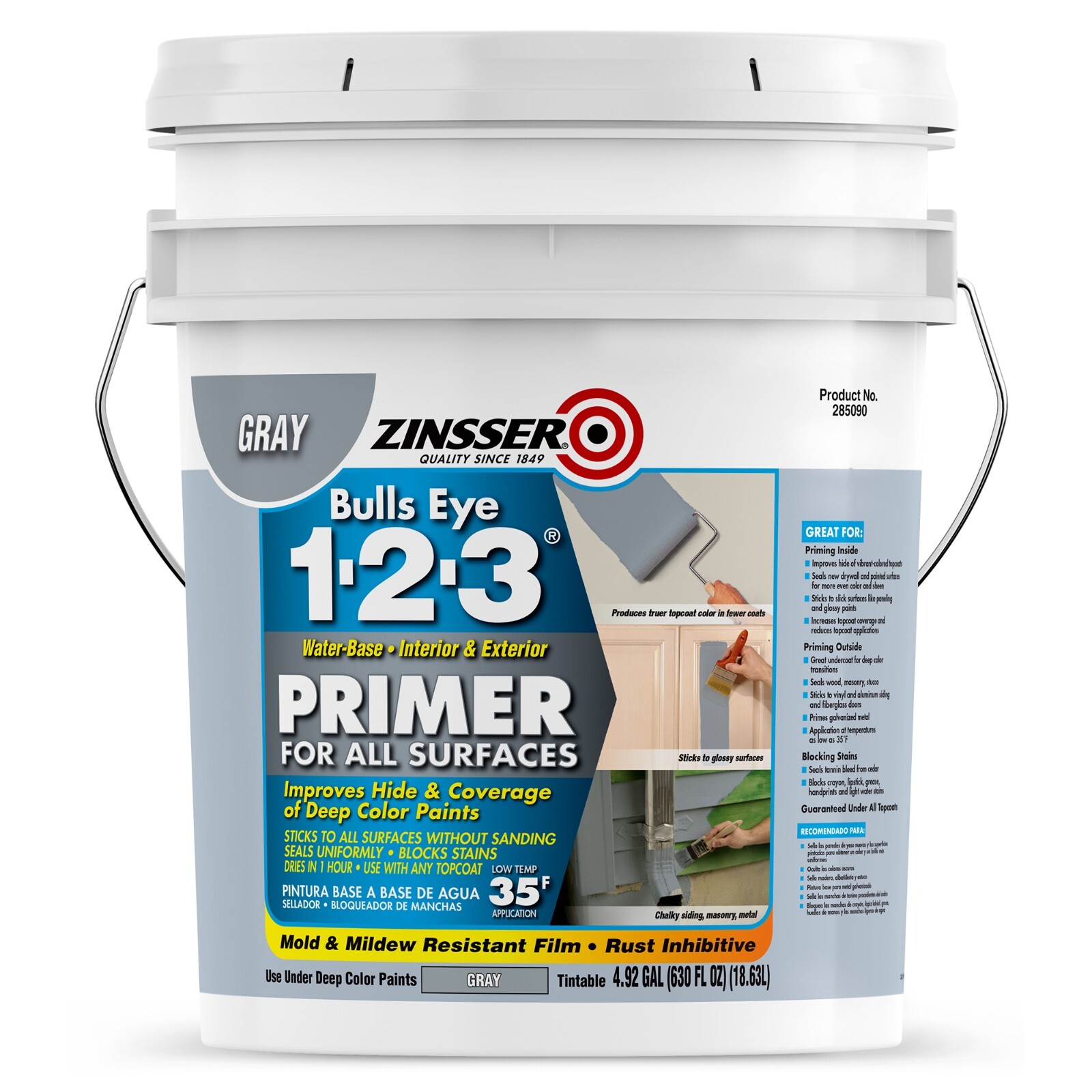 Zinsser 285090 Bulls Eye 1-2-3 Water-Base Primer Gray 5 gal