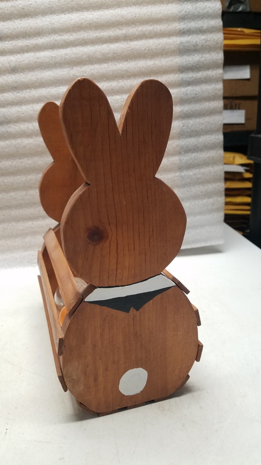 Handmade Wood Rabbit Design Basket (M)