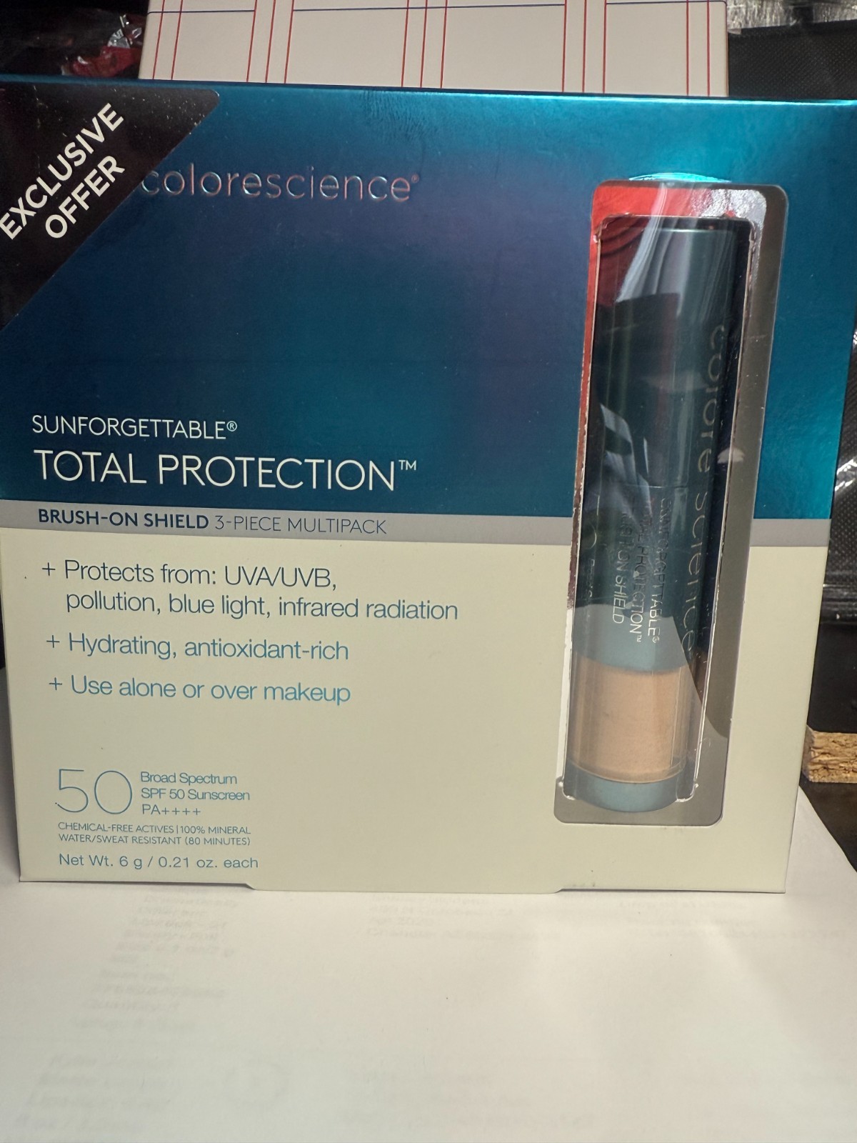Colorescience SUNFORGETTABLE Brush-On Shield SPF 50 - Tan - 3 PACK x 0.21 oz NIB
