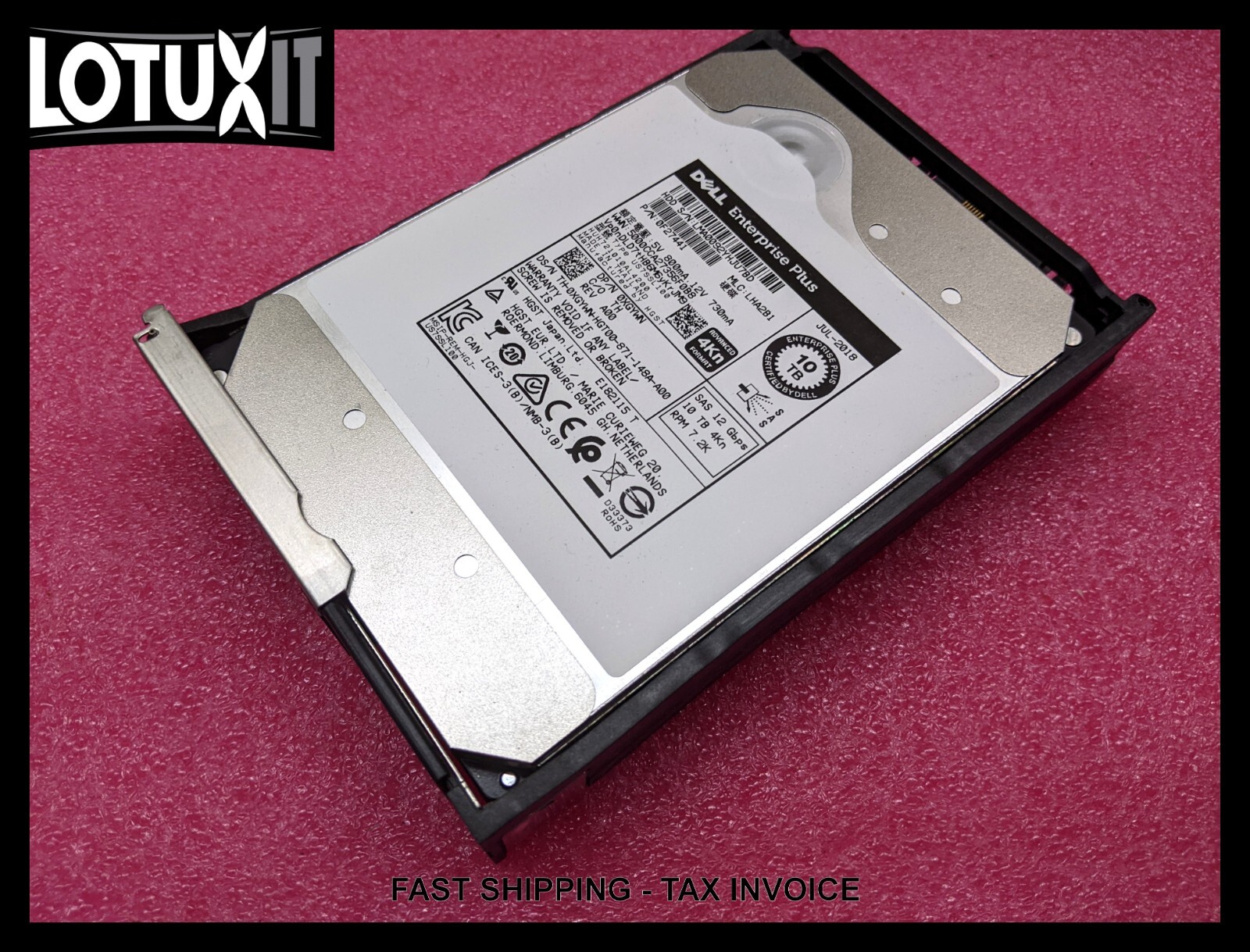 Dell Compellent 10TB SAS 12G 4Kn 7.2K 3.5 HDD XGYWN SC460 SC5020 SC7020
