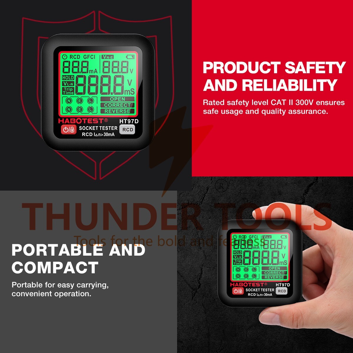 Thunder Tools HABOTEST HT97D Digital Socket Tester Voltage Test