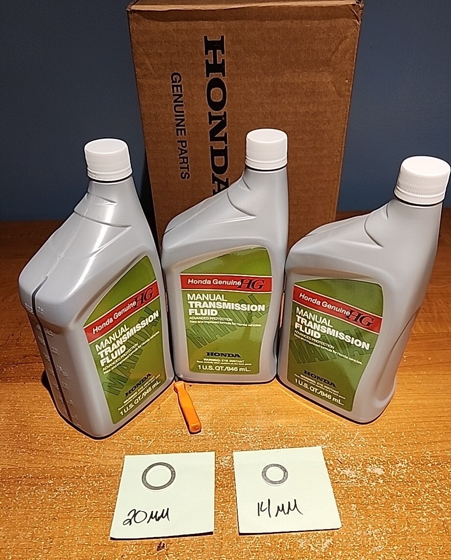 3 QTS Honda OEM Manual Transmission Fluid W/Drain Gaskets NEW MTF SEALED