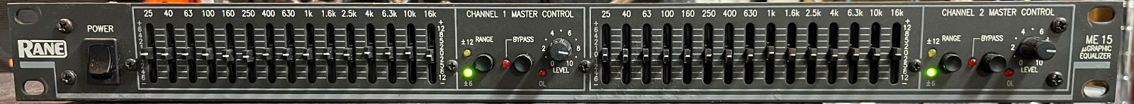 Rane ME‑15 2-Channel, 15‑Band Constant‑Q Graphic Equalizer – 1 RU, 1/4" TRS