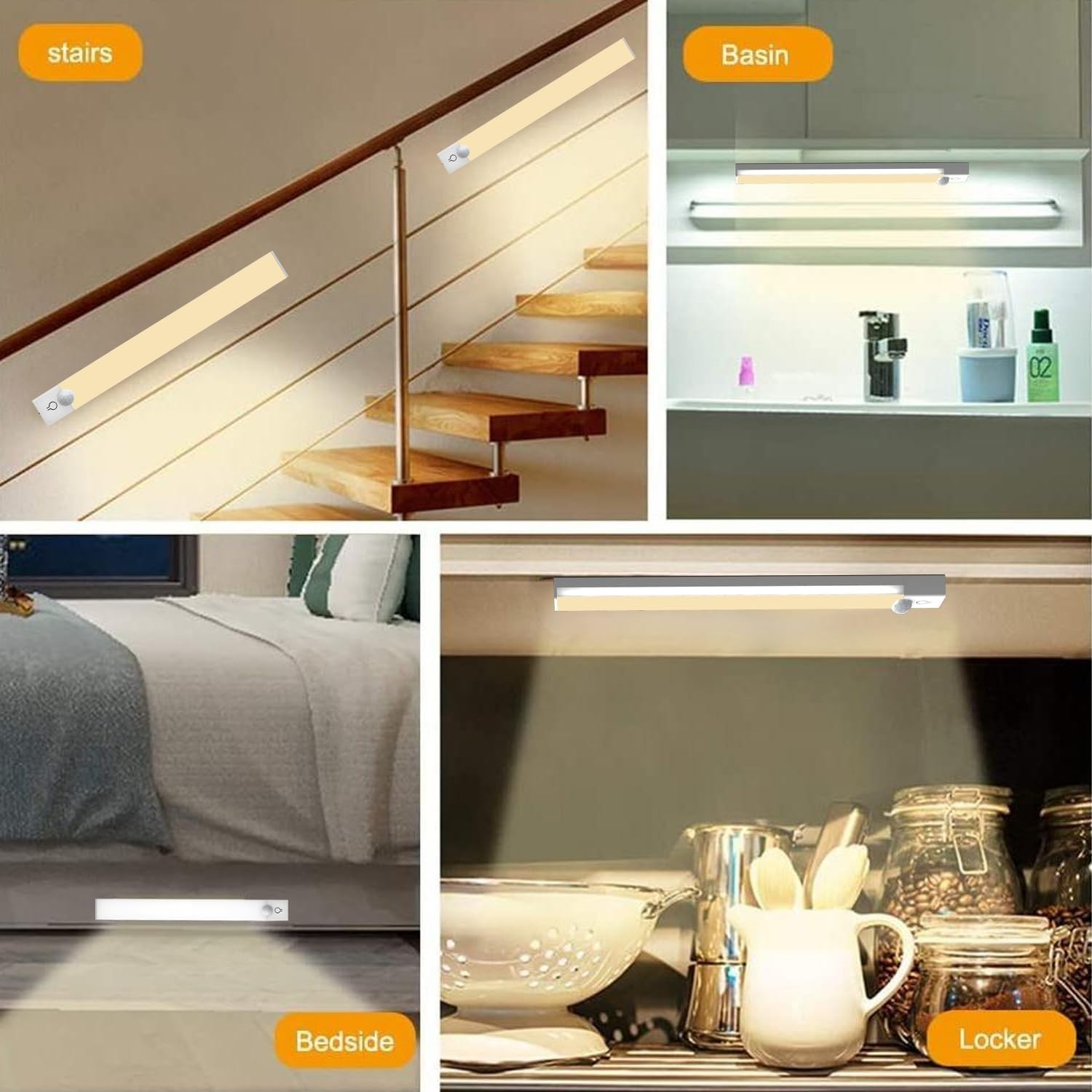 Smart Magnetic Under Cabinet Lighting with Rechargeable Motion Sensor – 3 Pack