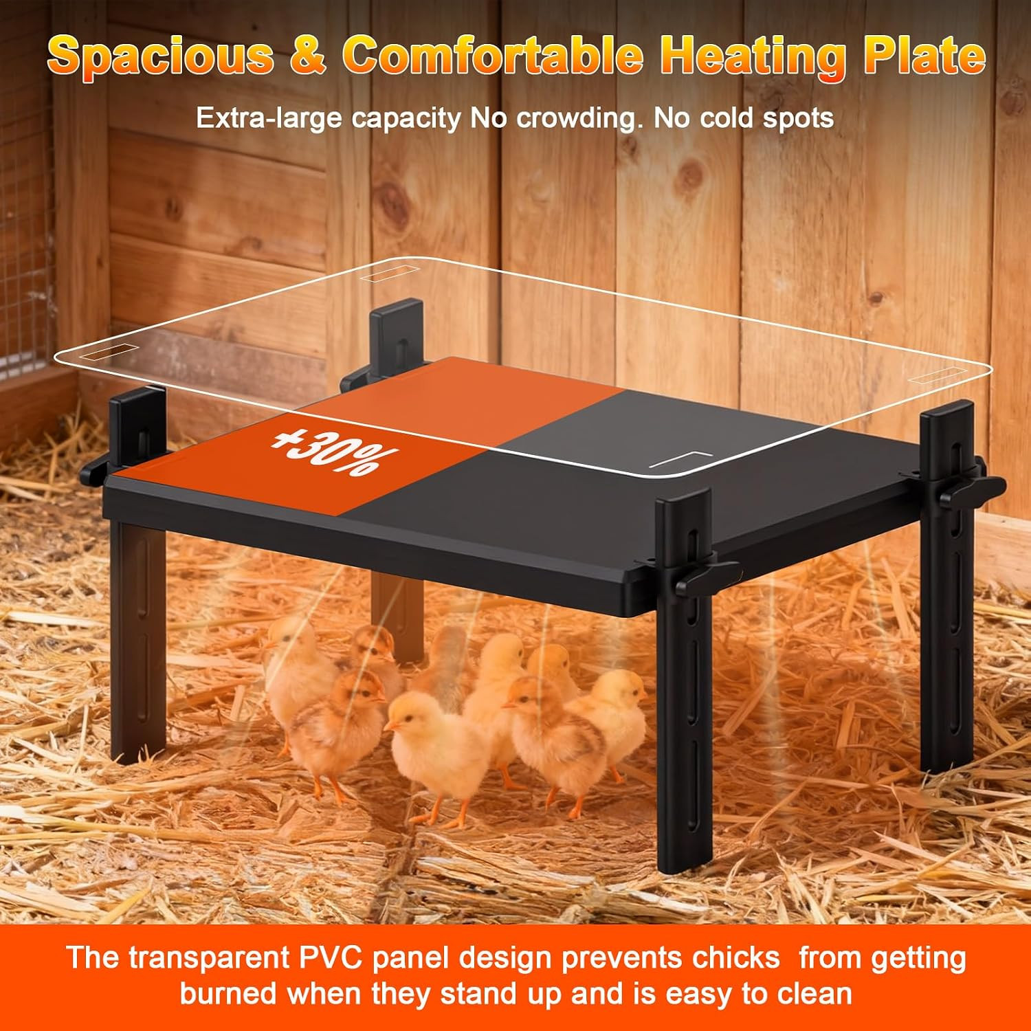 15" x 12.6" Large Chicks Brooder Heater for 20 Chicks - 49W Height & Angle Adjus