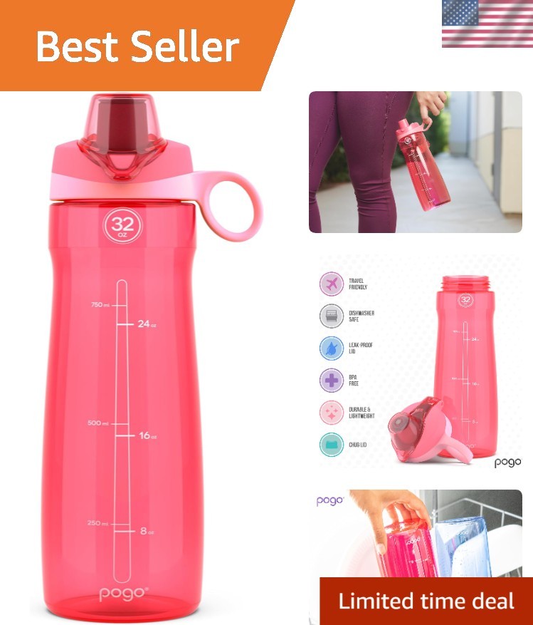 Lightweight 32oz BPA-Free Water Bottle with Smooth Chug Lid – Perfect for Sports