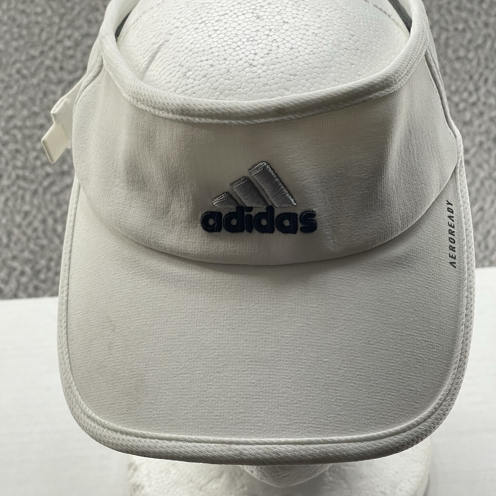 Adidas Aeroready Visor Hat Women One Size White Logo Embroidery Golfer Tennis