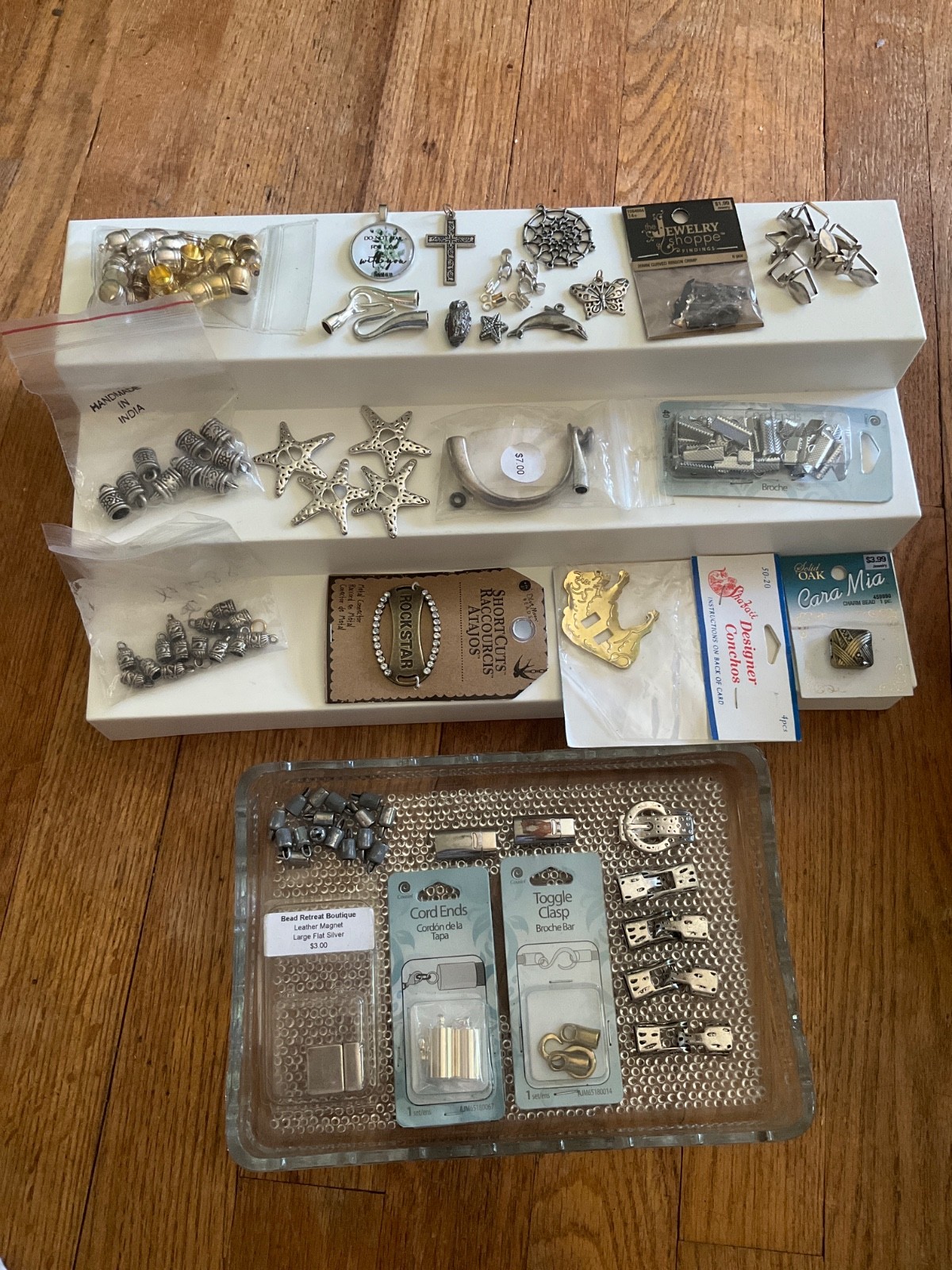 LOT Jewelry Supplies leather toggle, magnetic clasps handmade cord ends pendants
