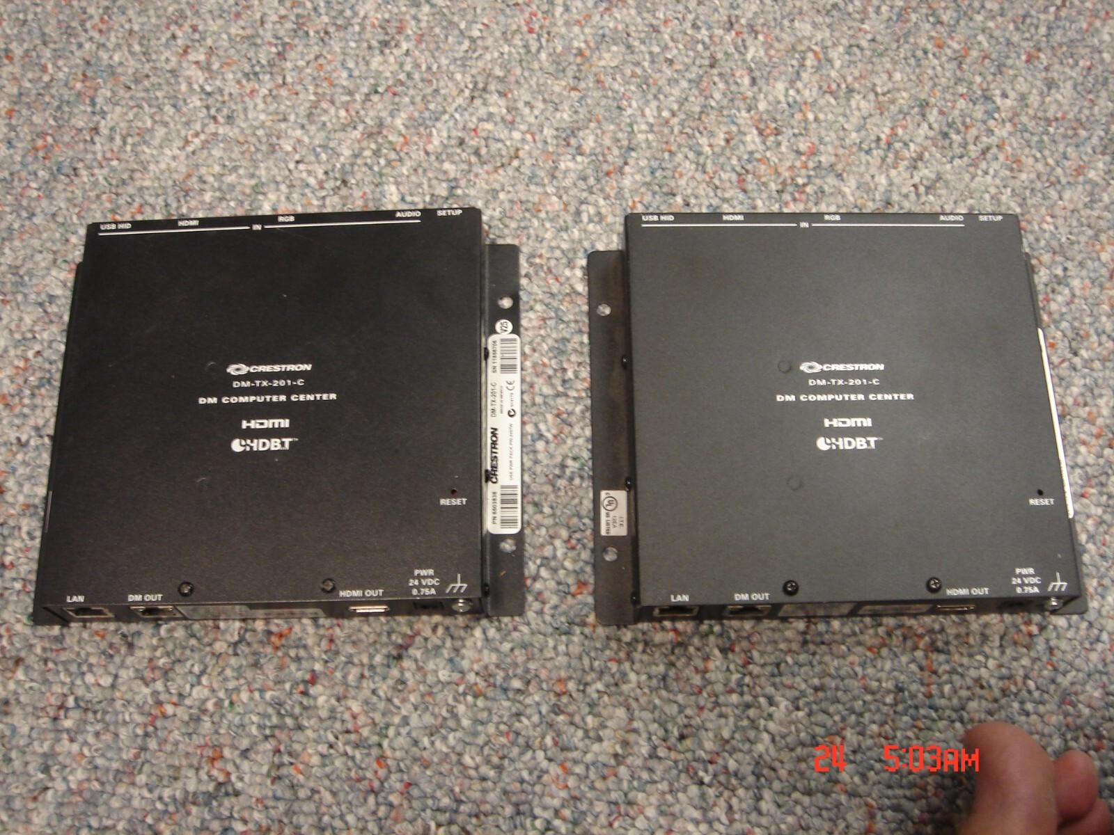 Qty 2 Crestron DM-TX-201-C  DM Computer Center  Powered up/ Parts or Repair