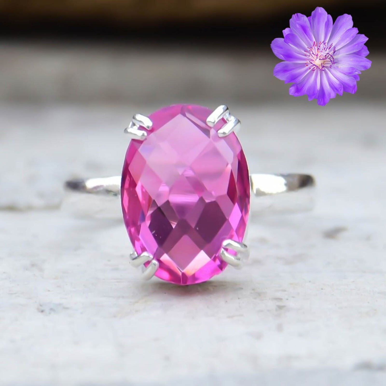 Pink Kunzite Gemstone Handmade 925 Sterling Silver Designer Jewelry Ring Gift