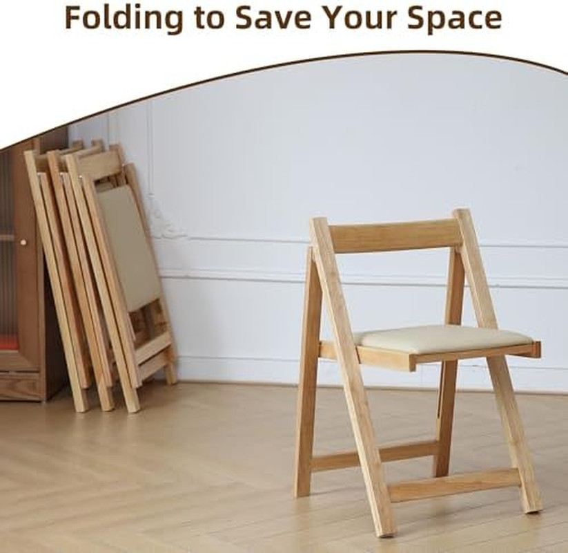 Wood round Folding Dining Table with 4 Chairs, 47.3" Space Saving Foldable Dinin