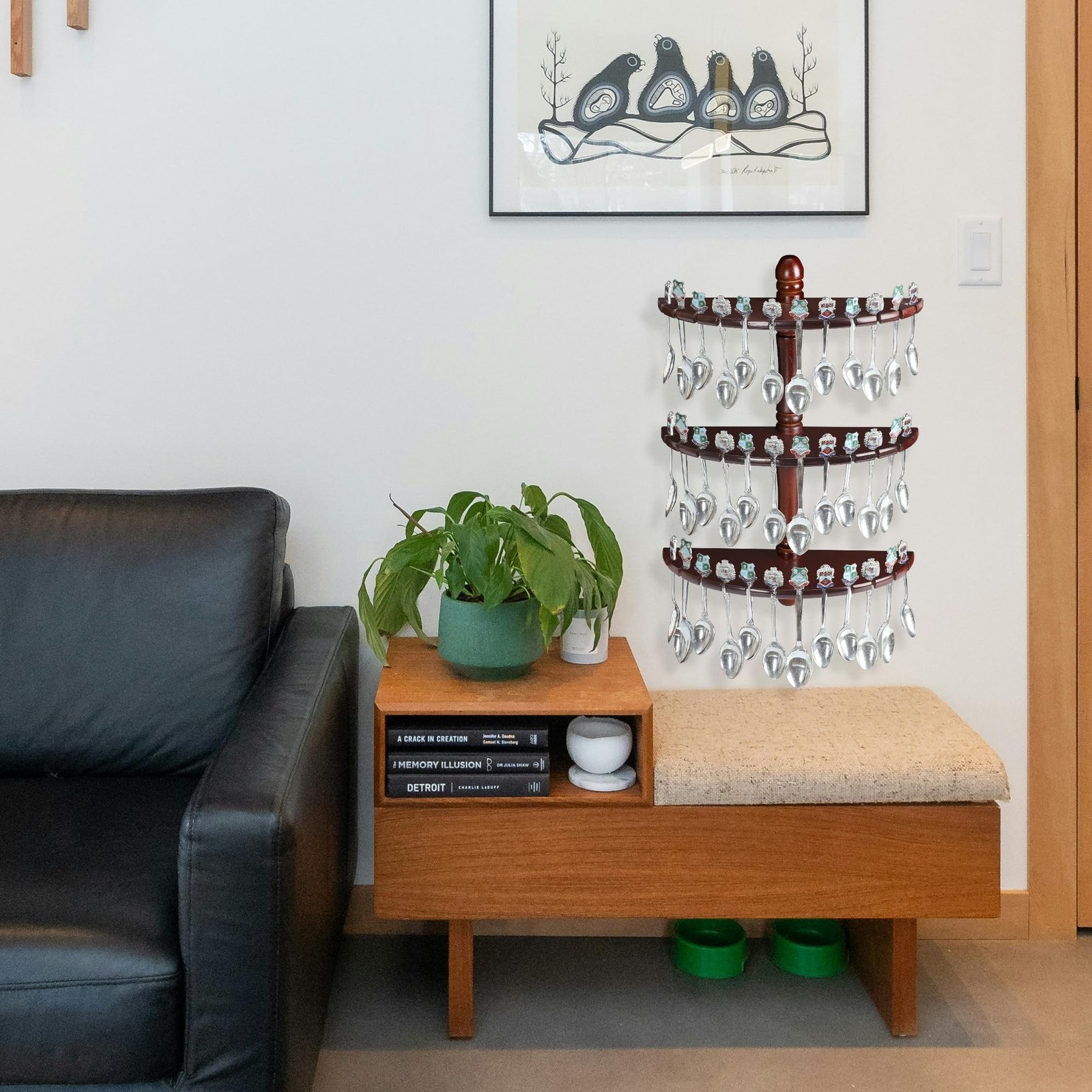 Wall Mounted Spoon Rack Shelf Display Case, Living Room Display