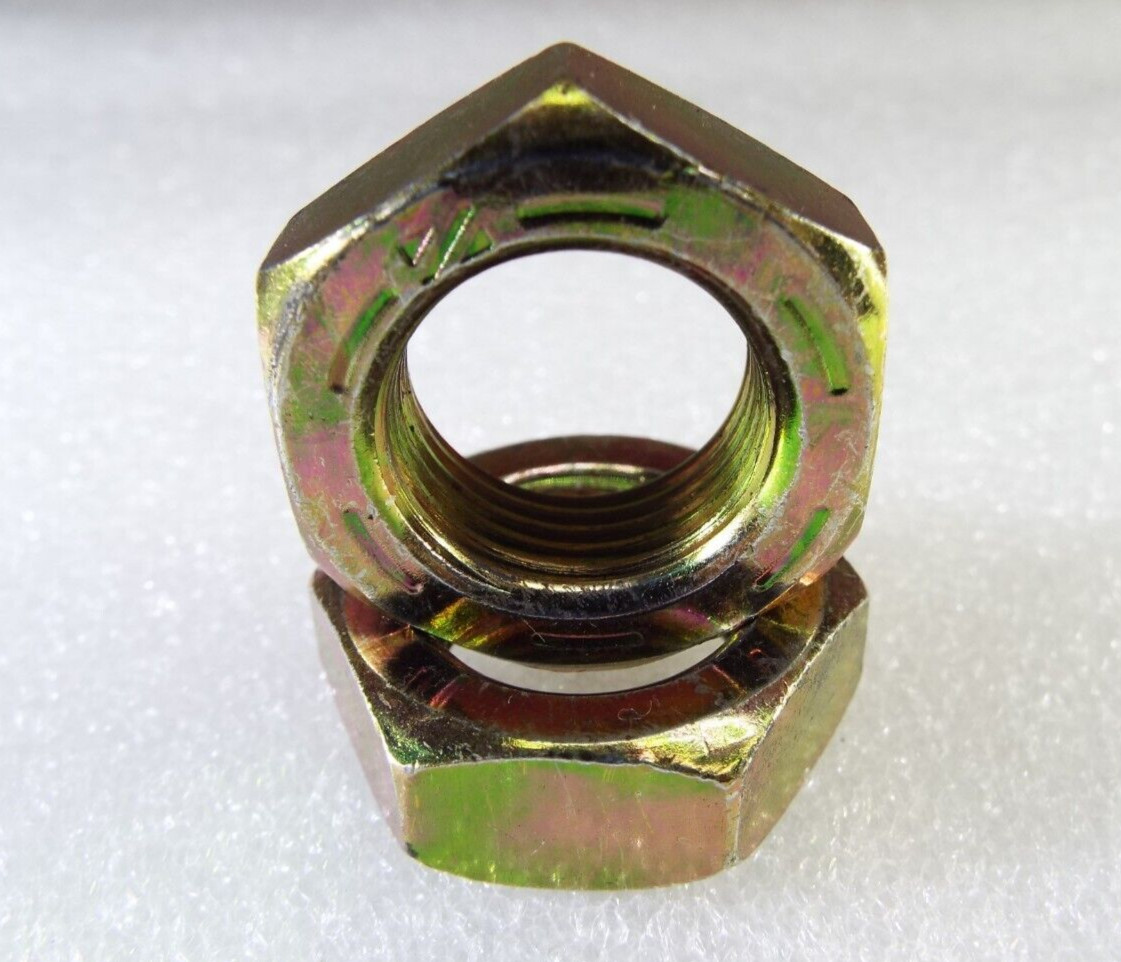 QTY2 JAM NUT 3/4-16 RH HEX 1" FLATS THIN .426 HALF Steel Yellow zinc grade 5