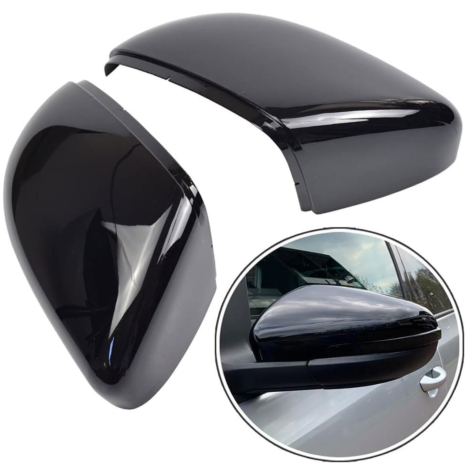 Black Rearview Mirror Cover Left Right Side Mirror Covers Caps for VW GOLF 6 ...