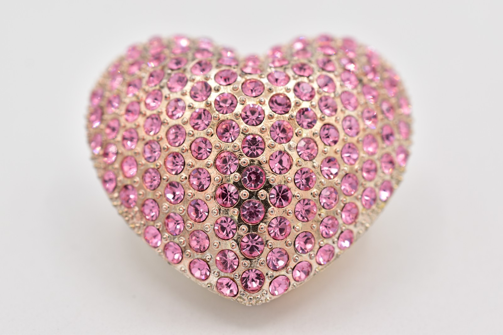Things Remembered Vintage Pink Rhinestone Crystal Heart Trinket Box Pave Shiny