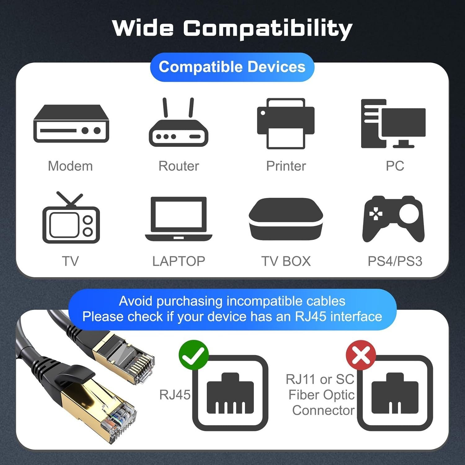 Reliable 6FT Cat8 Ethernet Cable - 40Gbps, Weatherproof, for Gaming & Streaming