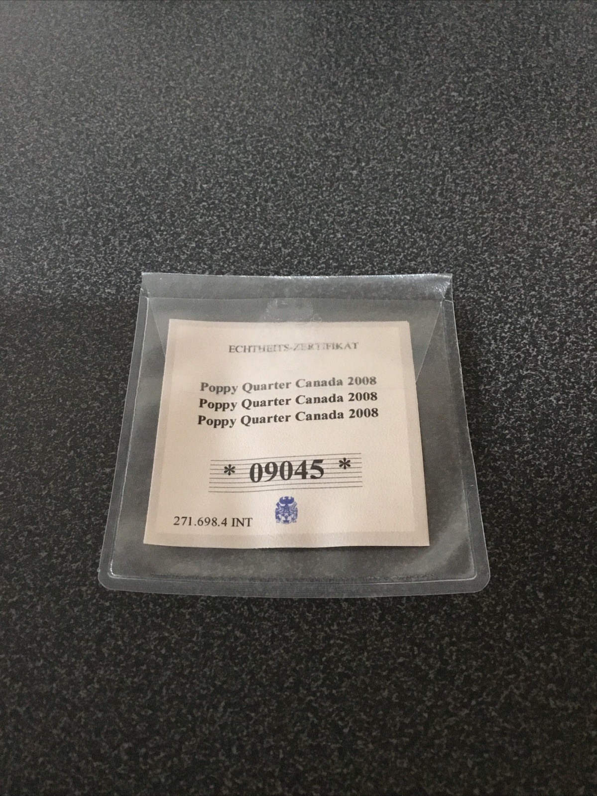 2008 Canada  Armistice Colourized 25 Cents Poppy Quarter Coin with COA