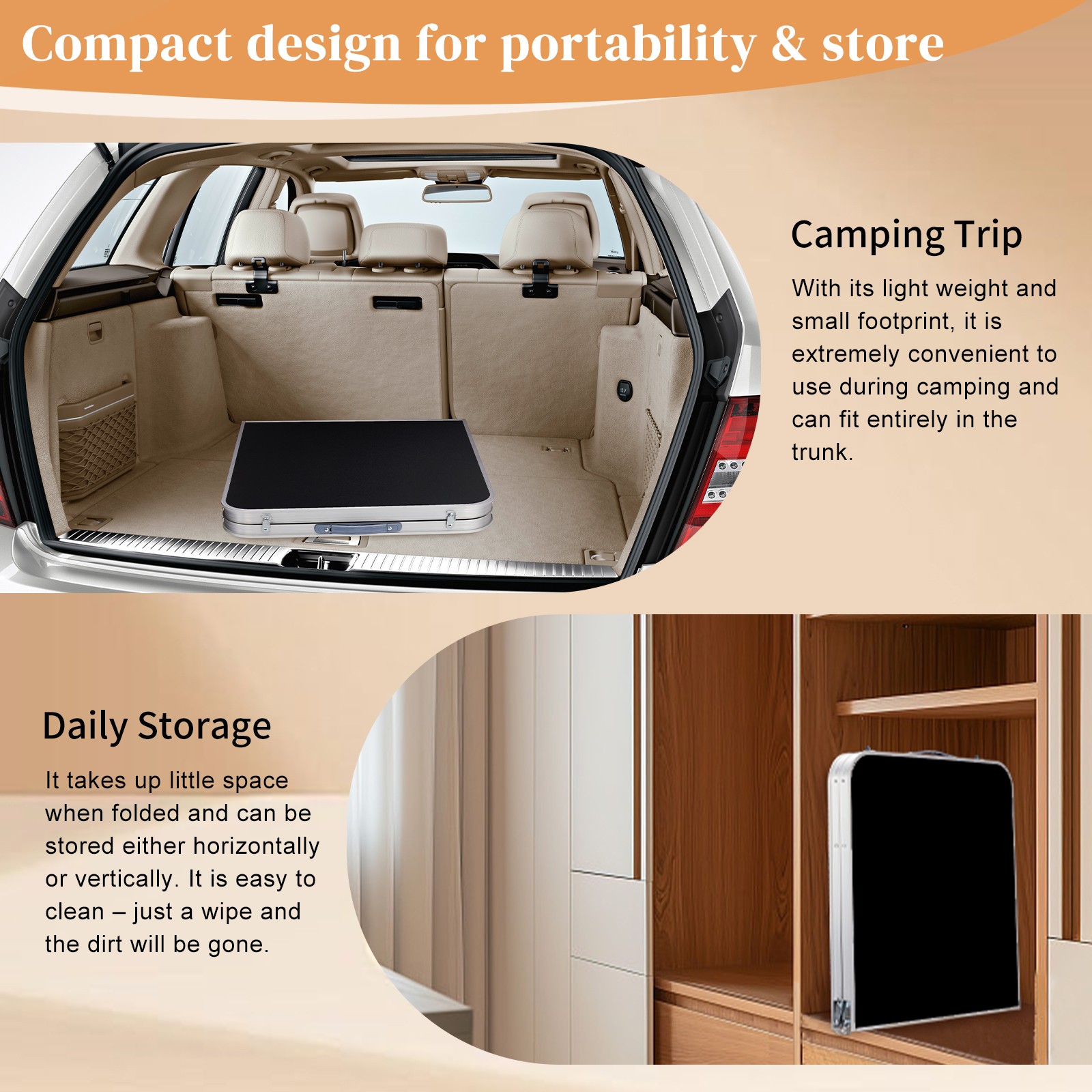 Hot Sale 4Ft Portable Multipurpose Folding Table Black High Quality Convenient