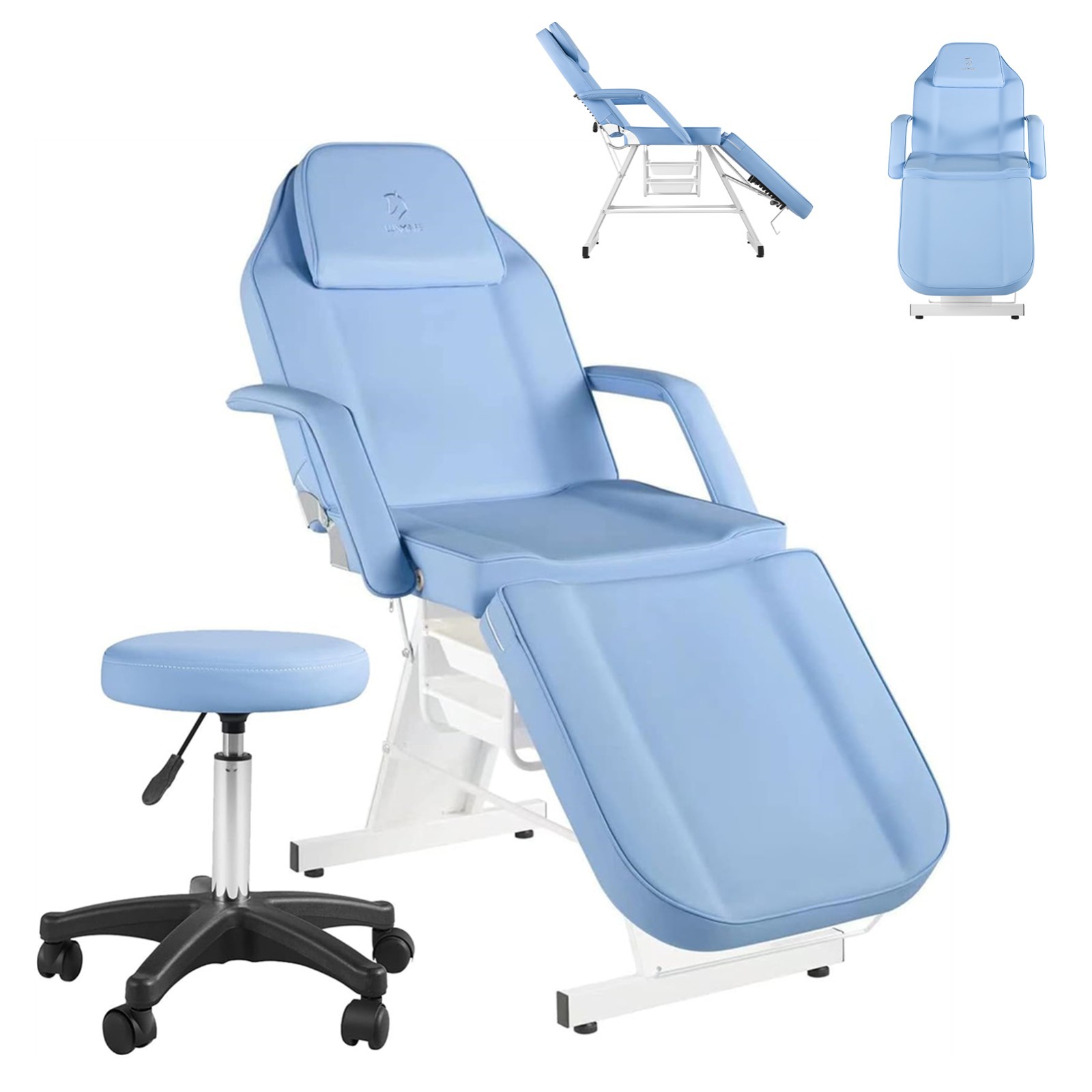 Facial Chair Adjustable Tattoo Chair with Stool Lash Bed for Beauty Spa Massage