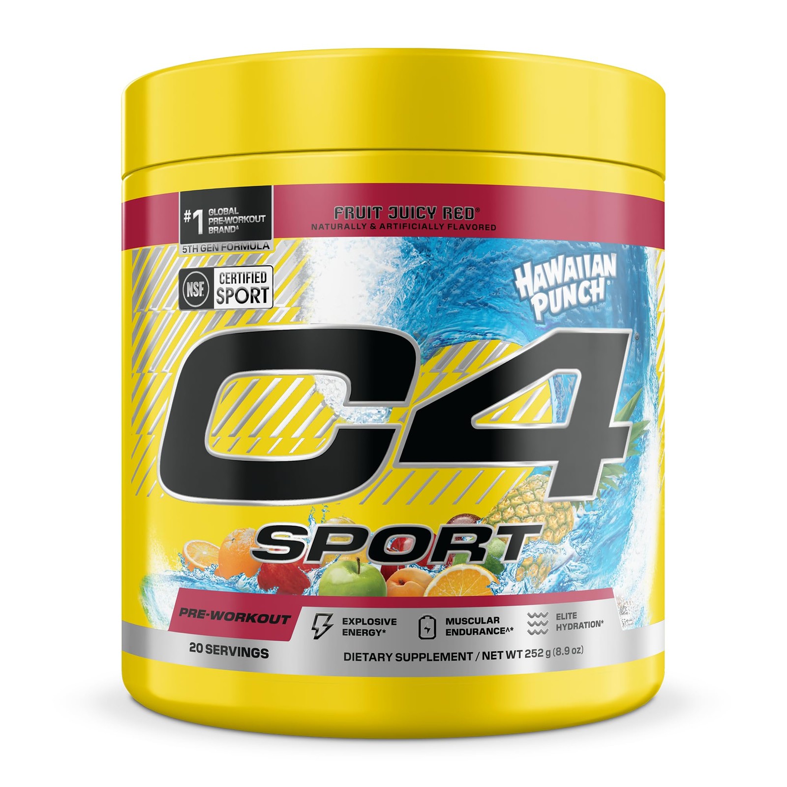 C4 Sport Pre Workout Powder - NSF 8.61 Ounce (Pack of 1), Hawaiian Punch