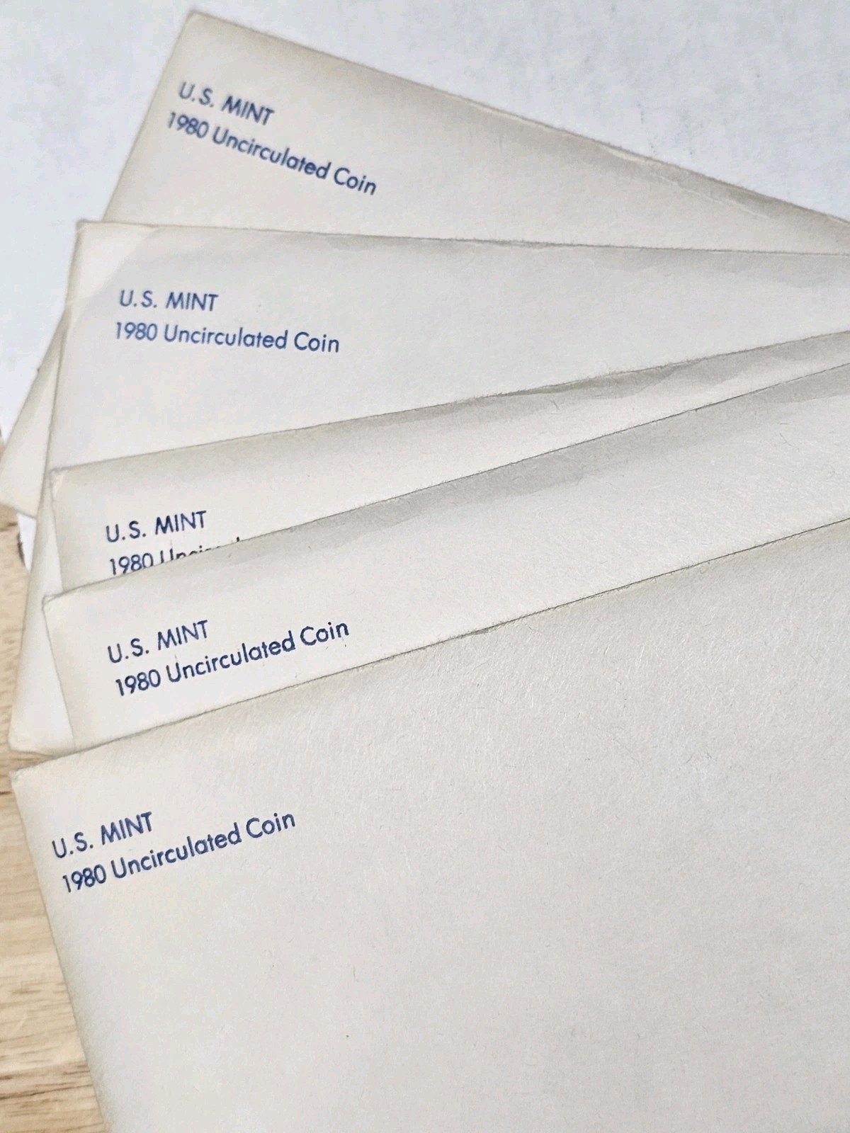 Lot Of 5 1980 Uncirculated Coin Set U.S Mint  OGP 4.82 face value each.