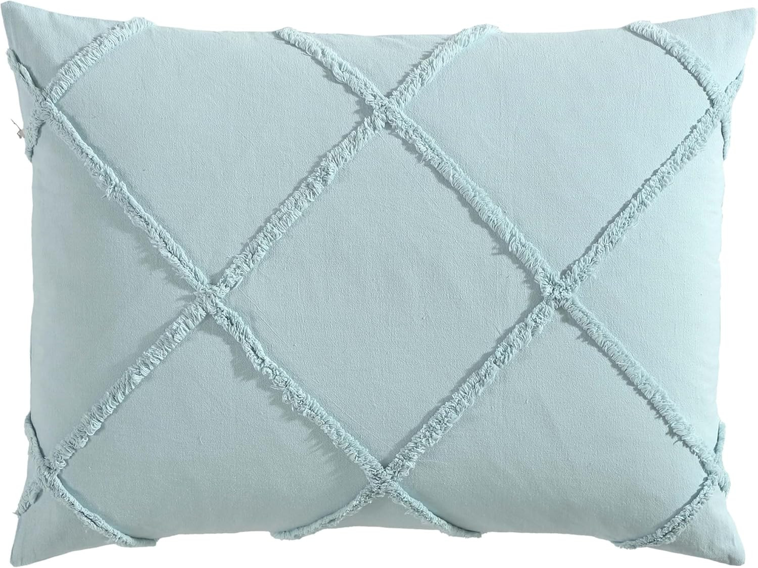 Diamond 100% Cotton Chenille Bedspread, Standard Sham, Blue