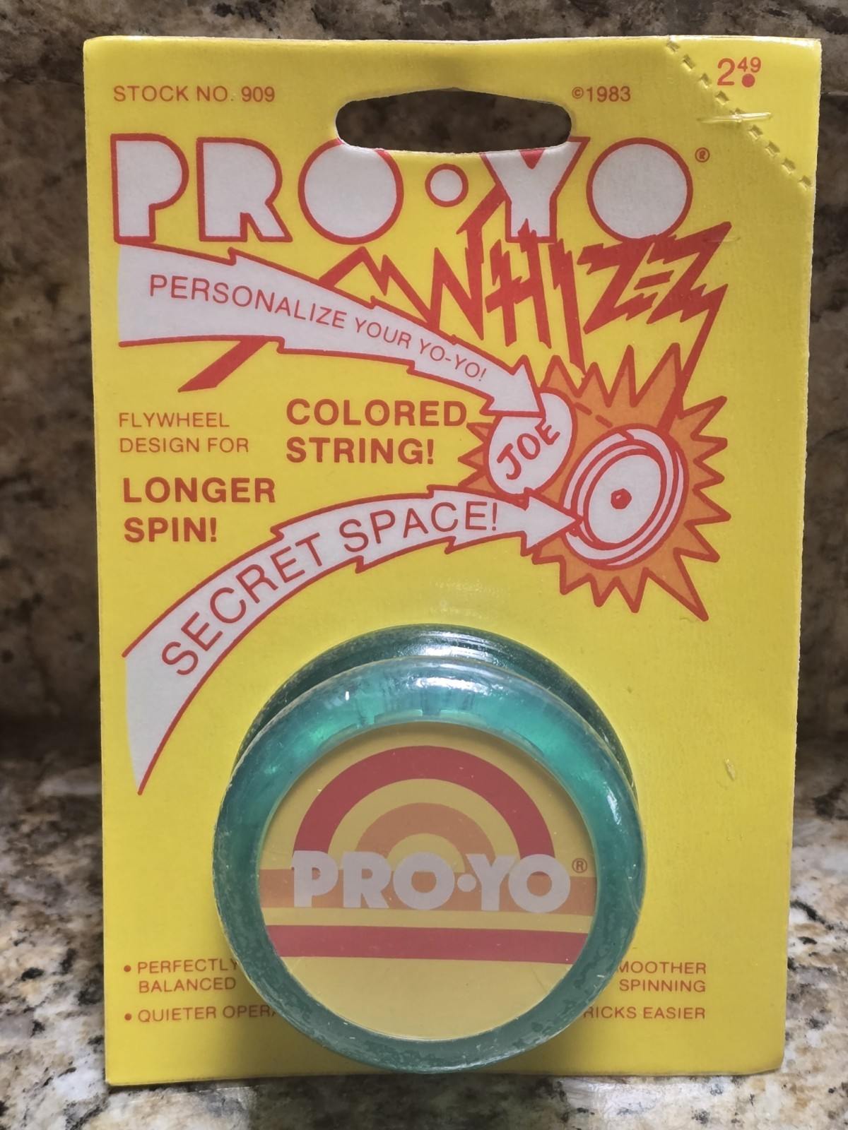Kids Play Pro Yo Whizz Yoyo 1983 GREEN Longer Spin Secret Space NEW VTG