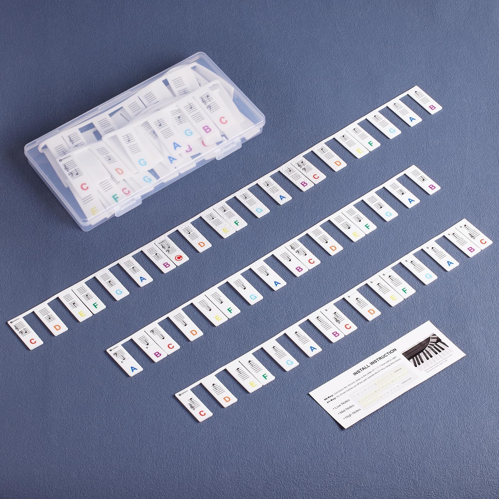 TIPTAP Removable Piano Key Stickers for 88 Full Size, Cuttable Note White