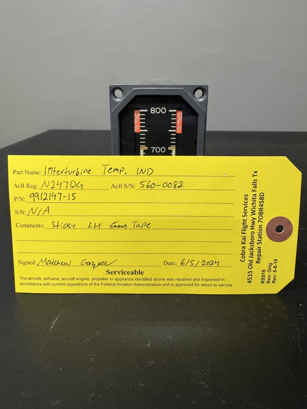 Cessna Interturbine Temperature Indicator PN 9912147-15 - SERVICEABLE