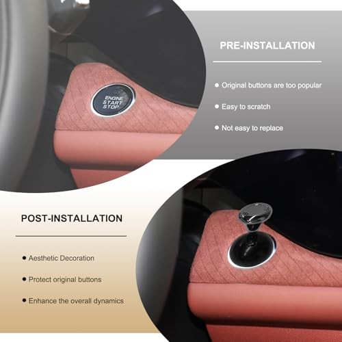 Joystick Car Push Start Button Cover, Metal Car Starter Engine Start Stop Black