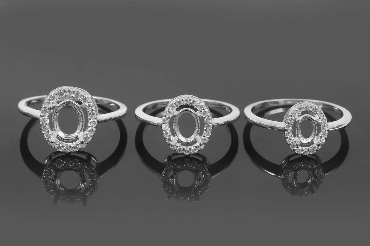 925 Sterling Silver Semi Mount 4x6 mm Oval Shape Blank Setting Engagement Ring
